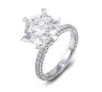 Lirzxin 9K Weißgold Ring Damen 375 Echtgold, Eheringe Hochzeitsringe Trauringe Luxus Ewigkeitsring Reihe mit 6 Krallen Rund Moissanit 3 Karat Verlobung Ring Frauen Weißgold Größe 58 (18.5)