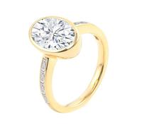Lirzxin Damen Ring 375 Gold 9K, Hochzeitsringe Verlobungsringe Trauringe Partnerringe Elegant Halb Ewigkeitsring Reihe mit Oval Moissanit 2ct Ehering Damen Gelbgold Gr. 58 (18.5)