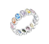 Lirzxin Damen Ring Verlobung Weißgold 375 9K, Eheringe für Damen Bunt Oval Amethyst Topas Citrin 0.5ct Freundschaftsringe Partnerringe Weißgold Größe 51 (16.2)