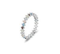 Lirzxin Damen Ring Verlobung Weißgold 750 18K, Hochzeitsringe Damen Ewigkeit Reihe Design Eingelegte Rund Topas Citrin Moissanit Freundschaftsringe Partnerringe Weißgold Größe 53 (16.9)