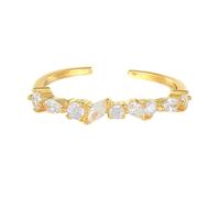 Lirzxin Damen Ringe Gold 585 14K, Ring Verlobung Damen Vorsteckring Verstellbar Offen Design mit Rund Marquise Moissanit Eheringe Hochzeitsringe Trauringe Gelbgold Größe 49 (15.6)