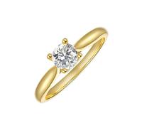 Lirzxin Damenring Gold 750 18K, Verlobung Ring Frauen Klassisch Solitärring mit 4 Krappen Rund Moissanit 1ct Hochzeit Ring Trauringe Eheringe Partnerringe Gelbgold Gr. 49 (15.6)