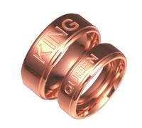 Lirzxin Ehering Edelstahl Frauen Männer, Trauringe für Paare Poliert Rund 6/8MM KING QUEEN mit Gravur Rosegold Damen Größe 57 (18.1) & Herren Gr. 62 (19.7)