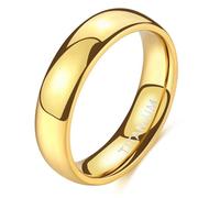 Lirzxin Eheringe Titan Stahl Damen Herren, Hochzeit Ringe Verlobungsringe Trauringe Partnerringe Damen Herren Paar Klassisch Poliert Schlicht Partnerring 6MM Breit Ring Gold Größe 58 (18.5)