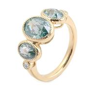 Lirzxin Frauen Ringe Gold 750 18K, Hochzeitsringe Verlobungsringe Trauringe Partnerringe Freundschaftsringe Einfach mit Blau Grün Oval Moissanit Ehering Damen Gelbgold Größe 62 (19.7)