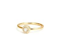 Lirzxin Gold Ring Frauen 585 14K, Eheringe für Damen Klassisch Halo mit Rund Moissanit 0.1ct Hochzeit Ring Trauringe Partnerringe Gelbgold Größe 60 (19.1)