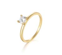 Lirzxin Gold Ringe Frauen 585 14K, Damen Ring Verlobung Klassisch Solitärring mit 4 Krappen Rund Moissanit 0.5ct Hochzeit Ring Trauringe Eheringe Partnerringe Gelbgold Gr. 58 (18.5)