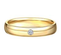 Lirzxin Gold Ringe Herren 750 18K, Verlobung Ring Männer Schlichter Rund Solitär Labor Erstellt Diamant 0.03ct Eheringe Hochzeitsringe Trauringe Gelbgold Gr. 70 (22.3)