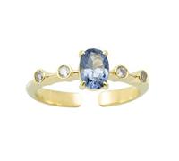 Lirzxin Hochzeit Ring 585 Gold Damen, Ring Verlobung Frauen Verstellbar Offen Design mit 1.5ct Oval Topas und Rund Moissanit Eheringe Trauringe Partnerringe Gelbgold Größe 52 (16.6)