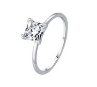 Lirzxin Hochzeit Ring Damen Weißgold 375 9K, Frauen Ring Verlobung Klassisch Solitärring mit Quadratisch Moissanit 1ct Eheringe Trauringe Partnerringe Weißgold Gr. 49 (15.6)