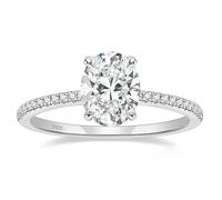 Lirzxin Hochzeit Ring Silber 925 Damen, Eheringe Verlobungsringe Trauringe Partnerringe Damen Halb Ewigkeitsring mit 4 Krappen Oval Zirkonia 3ct Ringe Silber Gr. 58 (18.5)