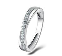 Lirzxin Hochzeit Ring Weißgold 375 9K, Eheringe Trauringe Partnerringe Freundschaftsringe Halb Ewigkeitsring Kreuz Design mit Rund Moissanit Verlobung Ringe Damen Weißgold Gr. 58 (18.5)