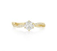 Lirzxin Hochzeit Ringe Gold 750 18K, Eheringe für Damen Klassisch Verdreht mit 6 Krappen Rund Moissanit 0.8ct Verlobung Ring Gelbgold Gr. 47 (15.0)