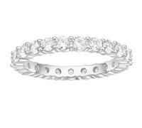 Lirzxin Hochzeit Ringe Silber 925 Damen, Eheringe Verlobungsringe Trauringe Partnerringe Damen Elegant 3MM Breit Ewigkeitsring Reihe mit Weiß Zirkonia Ring Silber Größe 58 (18.5)