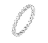 Lirzxin Hochzeit Ringe Silber 925 Damen, Eheringe Verlobungsringe Trauringe Partnerringe Damen Schlicht 1.75MM Breit Ewigkeitsring mit Weiß Zirkonia Ring Silber Größe 58 (18.5)