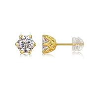 Lirzxin Ohrringe Ohrstecker 750 Gelbgold 18K Echtgold Damen, Ohrringe Damen Klassisch mit 6 Krappen Rund Moissanite 1ct Ohrstecker Hochzeit Nickelfrei Echtschmuck, Gold