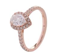 Lirzxin Rosegold Ring Damen 375 9K, Eheringe Hochzeitsringe Trauringe Partnerringe Halo Halb Ewigkeitsring Reihe mit Tropfenform Moissanit 1ct Ring Verlobung Frauen Rosegold Größe 58 (18.5)