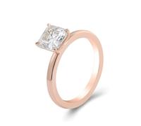 Lirzxin Rosegold Ringe Damen 585 14K, Eheringe Hochzeitsringe Trauringe Partnerringe Einfach Solitärring mit Quadratisch Moissanit 1ct Verlobungsring Frauen Rosegold Gr. 51 (16.2)