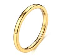 Lirzxin Titan Stahl Ringe Damen Herren, Eheringe Verlobungsringe Hochzeitsringe Partnerringe Damen Herren Paar Klassisch Poliert Schlicht Partnerring 2MM Breit Ring Gold Größe 48 (15.3)
