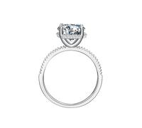 Lirzxin Trauringe 750 Weißgold 18K, Verlobung Ringe Frauen Klassisch Halbe Ewigkeit mit 4 Krappen Rund Moissanit 3ct Hochzeit Ringe Weißgold Gr. 52 (16.6)