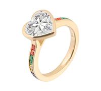 Lirzxin Trauringe Gold 750 18K, Eheringe Hochzeitsringe Partnerringe Einfach Regenbogen Halb Ewigkeitsring mit Herz Moissanit 2ct Verlobung Ringe Damen Gelbgold Gr. 58 (18.5)