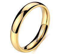 Lirzxin Trauringe Titan Stahl Damen Herren, Eheringe Hochzeit Ringe Verlobungsringe Partnerringe Freundschaftsringe Damen Herren 4MM Breit Schlicht Poliert Paar Ring Gold Größe 51 (16.2)