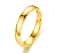 Lirzxin Trauringe Titan Stahl Damen Herren, Eheringe Verlobungsringe Hochzeitsringe Partnerringe Damen Herren Paar Klassisch Poliert Schlicht Partnerring 4MM Breit Ring Gold Gr. 61 (19.4)