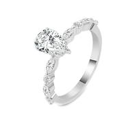 Lirzxin Verlobungsring 750 Weißgold 18K, Eheringe Trauringe Partnerringe Elegant Halb Ewigkeitsring Reihe mit 2ct Tropfenform Moissanit Hochzeit Ring Damen Weißgold Gr. 56 (17.8)