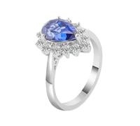 Lirzxin Verlobungsring Weißgold 750 18K, Hochzeitsringe Trauringe Partnerringe Elegant Blume mit 3ct Tropfenform Labor Erstellt Saphir und Moissanit Ehering Damen Weißgold Gr. 47 (15.0)