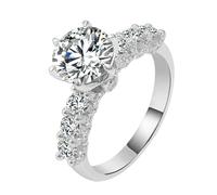 Lirzxin Verlobungsring Weißgold 750 18K, Hochzeitsringe Trauringe Partnerringe Luxus Halb Ewigkeitsring mit 6 Krallen Moissanit 3 Karat Ehering Damen Weißgold Größe 58 (18.5)