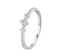 Lirzxin Weißgold Ring 585 14K, Eheringe für Damen Zart Vorsteckring mit Rund Moissanit und Topas Verlobung Hochzeit Ringe Weißgold Gr. 58 (18.5)