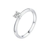 Lirzxin Weißgold Ring 750 18K, Partnerringe Damen Klassisch Solitärring mit 4 Krappen Rund Moissanit 0.25ct Verlobung Hochzeit Ring Weißgold Gr. 60 (19.1)