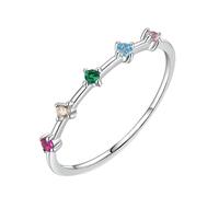 Lirzxin Weißgold Ring Damen 375 9K, Verlobung Ringe Frauen Dünn Vorsteckring mit Rund Labor Erstellt Smaragd und Topas Hochzeit Ringe Weißgold Gr. 47 (15.0)