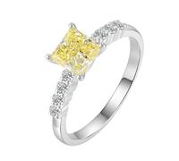 Lirzxin Weißgold Ring Damen 750 18K, Eheringe Hochzeitsringe Halbe Ewigkeitsring Reihe mit Gelb Labor Erstellt Diamant 1ct und Moissanit Verlobung Ringe Frauen Weißgold Gr. 58 (18.5)