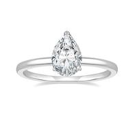 Lirzxin Weißgold Ringe Damen 585 14K, Eheringe für Frauen Klassisch Solitärring mit Tropfenform Moissanit 2.5ct Verlobung Hochzeit Ring Weißgold Gr. 53 (16.9)