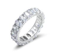 Lirzxin Weißgold Ringe Frauen 375 9K, Hochzeitsringe Damen Ewigkeit Reihe Design mit 0.5ct Oval Moissanit Ehering Verlobungsring Weißgold Größe 48 (15.3)