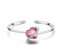 Lisandra Scott Armband, Armreif mit Funkelnden Kristallen für Damen mit Herz Symbol für Liebe in Juweliersqualität, Schmuck mit Kristall Stein Herzen Silber AAA Qualität (Pink-Rot)