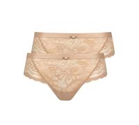 Slip LISCA "2er Pack Damen Slip Evelyn", Damen, Gr. 46, beige (sweet almond), Spitze, Obermaterial: 82% Polyamid PA. 18% Elasthan EL., Unterhosen Slip (65742323-46) sweet almond