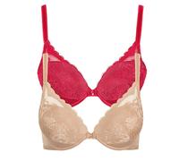 Push-up-BH LISCA "2er Pack Push up BH Evelyn", Damen, Gr. 70, Cup A, bunt (rot, sweet almond), Spitze, Obermaterial: 82% Polyamid PA. 18% Elasthan EL., BHs Push-up-BH (87849061-70) rot, sweet almond