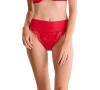 Lisca Hoher Italienischer Slip High-Leg Miracle | breiter Bund | transparente Spitzeneinsätze | Clean-Cut Abschlüsse | 36 Lava red