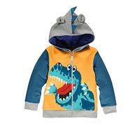 LitBud Kleine Kinder Hoodies für Jungen Kleinkind Cartoon Dinosaurier Jurassic World Park Reißverschluss Packaway Jacke Herbst Mantel 1-2 Jahre 90