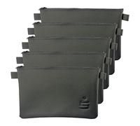 LITFAX Banktasche aus Kunstleder genarbt - Geldtasche A4 Format - Geldbeutel mit Reißverschluss - Sicher für Bargeld und Dokumente - Schwarz mit Sparkassen Prägung (32 x 26 cm, 5 Stück)