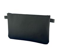 LITFAX Banktasche aus Kunstleder genarbt - Geldtasche A4 Format - Geldbeutel mit Reißverschluss - Sicher für Bargeld und Dokumente - Schwarz - ohne Prägung (32 x 26 cm, 1 Stück)