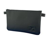 LITFAX Banktasche aus Kunstleder genarbt - Geldtasche A4 Format - Geldbeutel mit Reißverschluss - Sicher für Bargeld und Dokumente - Schwarz mit Volksbank Prägung (32 x 26 cm, 1 Stück)