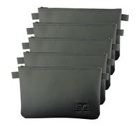 LITFAX Banktasche aus Kunstleder genarbt - Geldtasche A4 Format - Geldbeutel mit Reißverschluss - Sicher für Bargeld und Dokumente - Schwarz mit Volksbank Prägung (32 x 26 cm, 5 Stück)