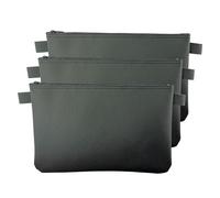 LITFAX Banktasche aus Kunstleder genarbt - Geldtasche A5 Format - Geldbeutel mit Reißverschluss - Sicher für Bargeld und Dokumente - Schwarz - ohne Prägung (26 x 17 cm, 3 Stück)