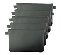 LITFAX Banktasche aus Kunstleder genarbt - Geldtasche A5 Format - Geldbeutel mit Reißverschluss - Sicher für Bargeld und Dokumente - Schwarz - ohne Prägung (26 x 17 cm, 5 Stück)