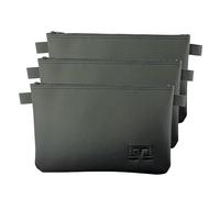 Litfax Banktasche aus Kunstleder genarbt - Geldtasche A5 Format - Geldbeutel mit Reißverschluss - Sicher für Bargeld und Dokumente - Schwarz mit Volksbank Prägung (26 x 17 cm, 3 Stück)