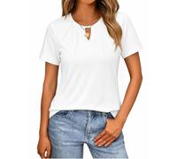Litherday Tshirt Damen Rundhals Kurzarm Elegant mit Schlüsselloch