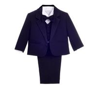 Lito Angels Baby Anzug Jungen Festlich Hochzeit, 5 Teiliges Set (Sakko, Weste, Hemd, Hose & Krawatte), Königsblau/Schwarz/Weiss/Elfenbein/Grau